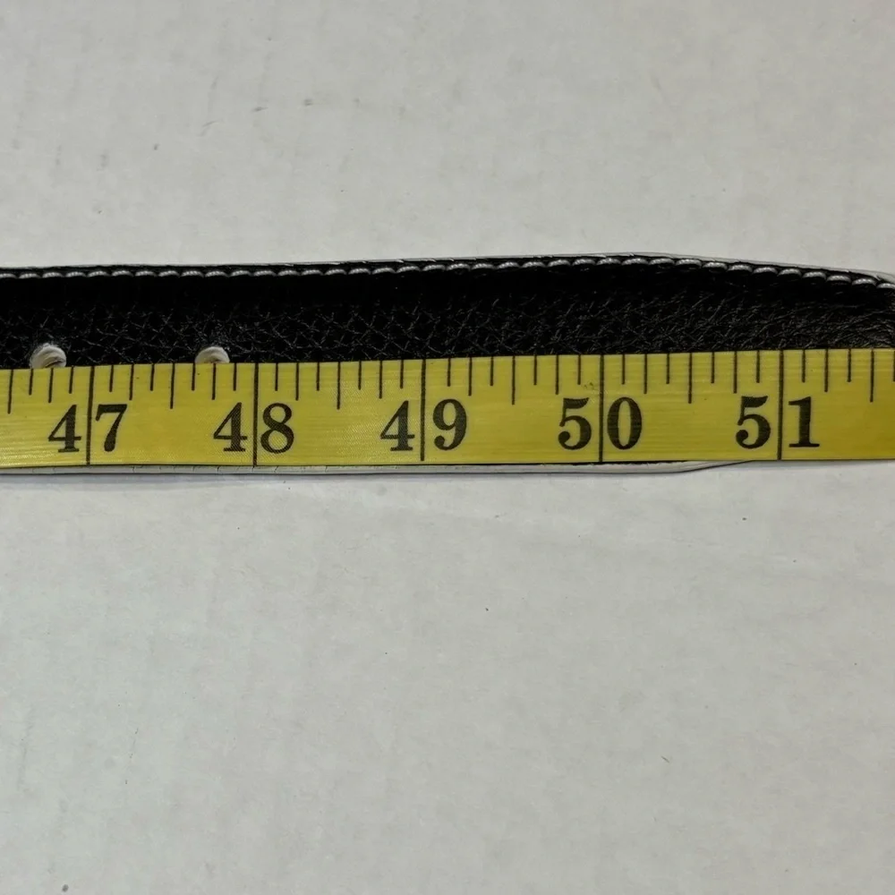 Bobby Jones Men's Black Leather Belt w White Stitching. USA,Italian Brass Buckle